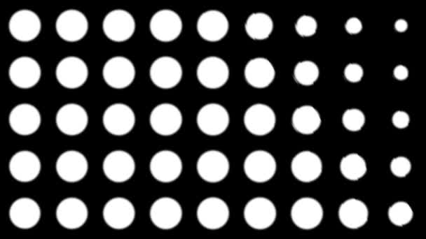 Dynamische zwart-wit compositie met wazige puntjes. Retro en vintage patroon animatie — Stockvideo