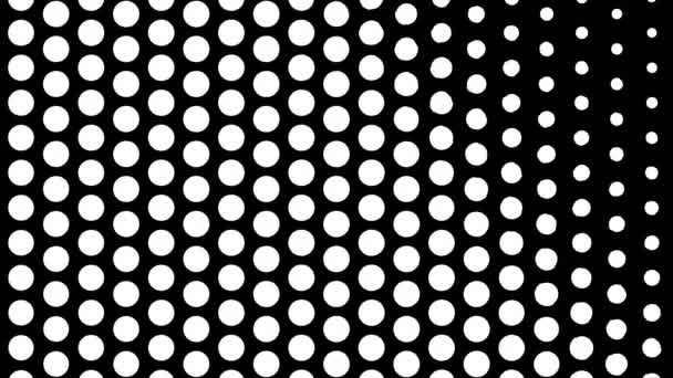 Dynamic black and white composition with dots scaling. Retro and vintage pattern animation — Stock Video