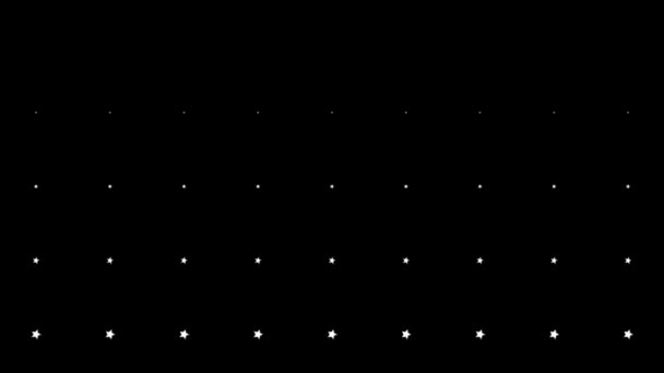 Динамическая композиция с масштабированием белых звёзд на чёрном фоне. Винтажная анимация. — стоковое видео