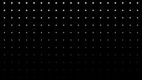 Δυναμική σύνθεση με λευκά αστέρια να σκαρφαλώνουν σε μαύρο φόντο. Vintage μοτίβο animation. — Αρχείο Βίντεο