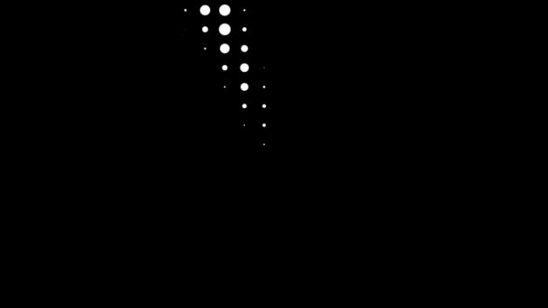 Naadloze halve toon witte stippen verschijnen en verdwijnen in de vorm van een zoeklicht op zwarte achtergrond. — Stockvideo