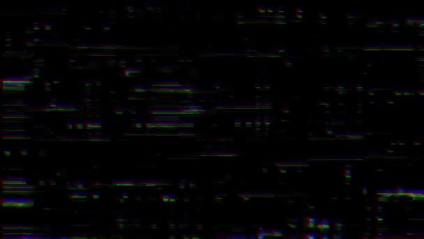 VHS echte defecten lawaai en artefacten, glitches van een oude tape, zwart scherm — Stockvideo