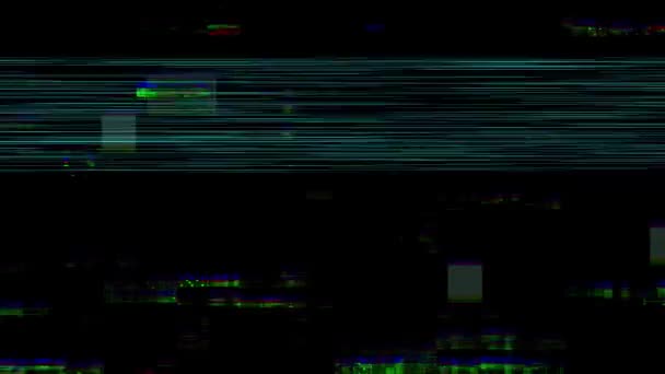 VHS skutečné vady hluk a artefakty, závady ze staré pásky, černá obrazovka — Stock video