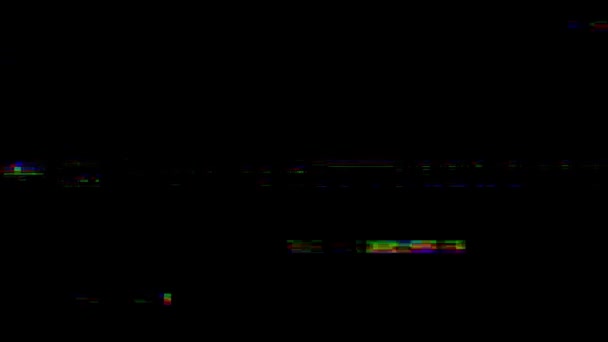 VHS real defects noise and artifacts, glitches from an old tape, black screen — Stock Video