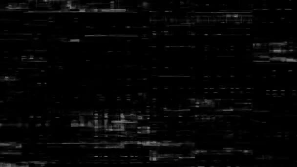 デジタル信号グリッチ歪み変位マップvfx黒と白のシームレスなループ映像. — ストック動画