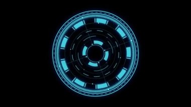 HUD elemanı. Alfa maskesi dahil, hareket grafiği. Siyah arkaplanda dairesel mavi