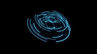 Siyah arka planda 3D Fütürist İYE animasyonu. Bilgisayar verilerini göster. Yüksek teknoloji konsept unsuru.