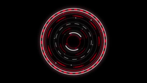 HUD element. Alpha mask included, motion graphic. Circular blue on black background — Stock Video