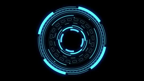 Animação de HUD Cabeças para cima exibição em azul. Carregamento futurista pendente de tela, máscara alfa incluída, gráfico de movimento — Vídeo de Stock