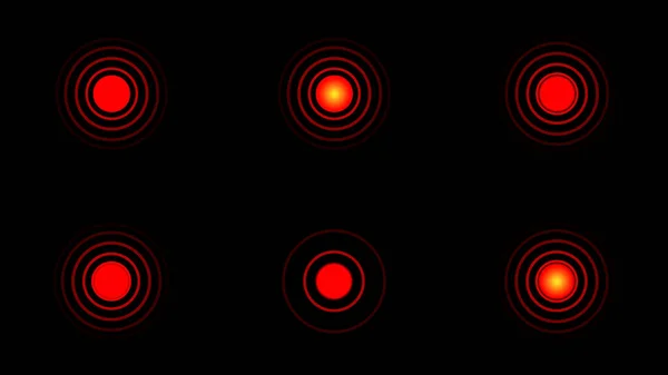 Marque de localisation de la douleur, ensemble de symboles abstraits de la douleur. Cercles rouges pour marquer la douleur humaine. — Photo