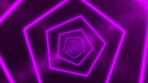 Fundo abstrato com animação de voo em túnel futurista abstrato com luz púrpura néon. Animação de loop sem costura. — Vídeo de Stock