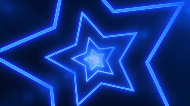 Abstrakt digital bakgrund med neon blå stjärnor bildar tunnel. CG animation 3D-återgivning. Sömlös ögla. — Stockvideo
