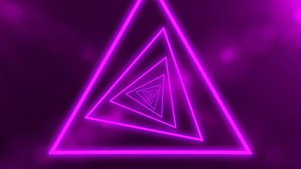 Streszczenie cyfrowego tła z neonowymi fioletowymi trójkątami. Tunel abstrakcyjny, portal. — Zdjęcie stockowe