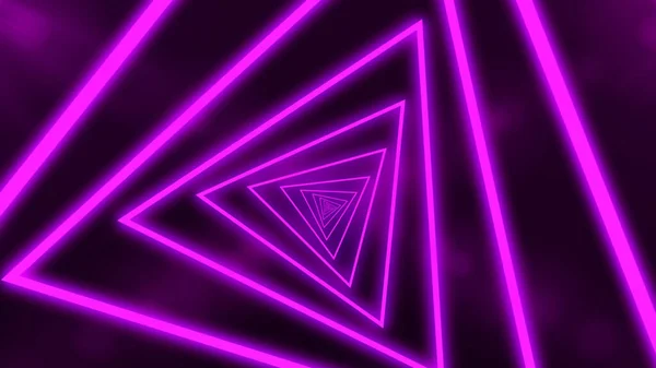 Abstract digital background with neon purple triangles. Abstract tunnel, portal. — Stock Photo, Image