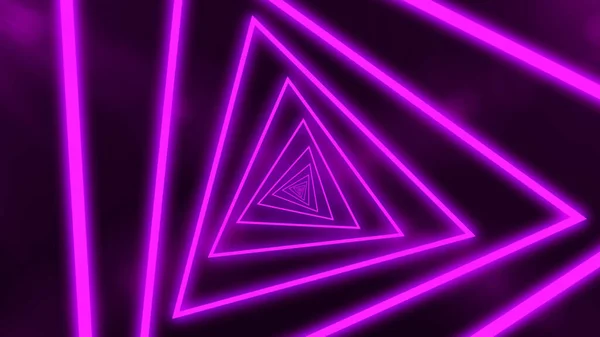 Abstract digital background with neon purple triangles. Abstract tunnel, portal. — Stock Photo, Image