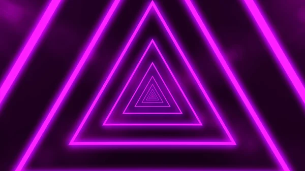 Abstract digital background with neon purple triangles. Abstract tunnel, portal. — Stock Photo, Image