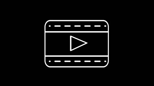 Αναπαραγωγή εικονιδίου βίντεο πάνω από μαύρη απεικόνιση φόντου. Επίπεδη σχεδίαση. — Φωτογραφία Αρχείου