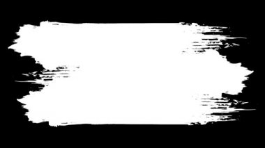 Siyah-beyaz soyut boya fırçası darbesinin animasyonu, çerçeve arkaplanı çiziyor. Fırça darbesi çerçeve çizimini boya.