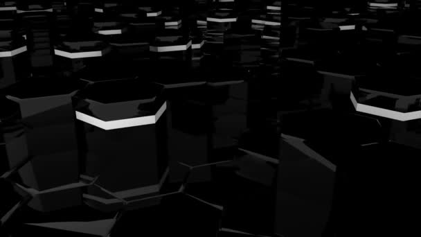 추상 육각형 광택검은 기하학적 표면 루프, 임의의 운동 역반 — 비디오
