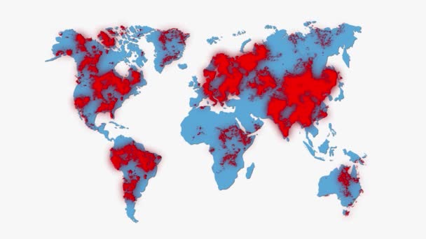 COVID-19コロナウイルス全球パンデミックマップ。武漢から統計が広がっている。世界中で将来の危険。アルファチャンネル — ストック動画
