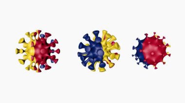 Çad 'ın 3D animasyon Coronavirus 2019-nCoV' u. Beyaz arka planda, Chad Asia 'nın virüs topu kürelerinde bayrağı var. Alfa kanalı