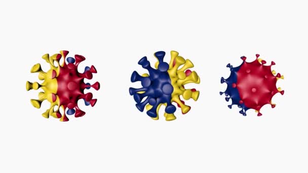 Animație 3D Coronavirus 2019-nCoV de Ciad. Ciad asia steag de țară în sfere cu bile de virus19, pe fundal alb. Canalul Alpha — Videoclip de stoc