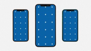 Alfa kanalı olan bir akıllı telefon animasyonu. 3 boyutlu görüntüleme. Başvuru ya da ürününüzün reklamını yapın. 1 'de 3