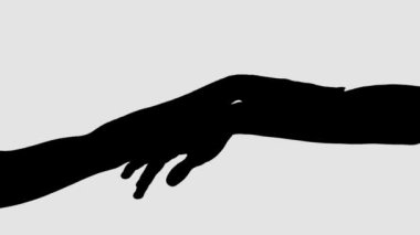 Siluet of Love çift el bağlantısı koptu. Romantik insanlar el ele tutuşuyor..