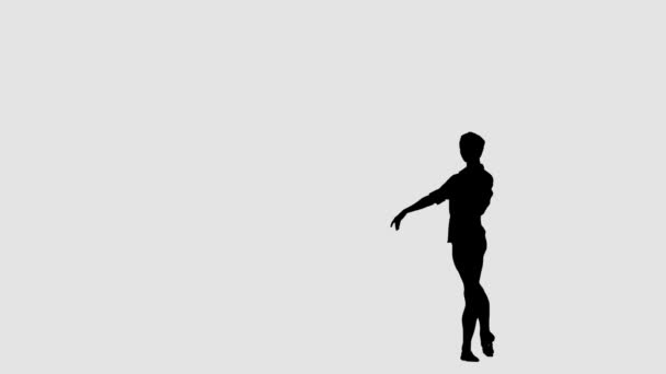 Silhouet van een dansende man. Elegante danselementen uit klassiek ballet — Stockvideo