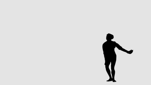 Silhouet van een dansende man. Elegante danselementen uit klassiek ballet — Stockvideo