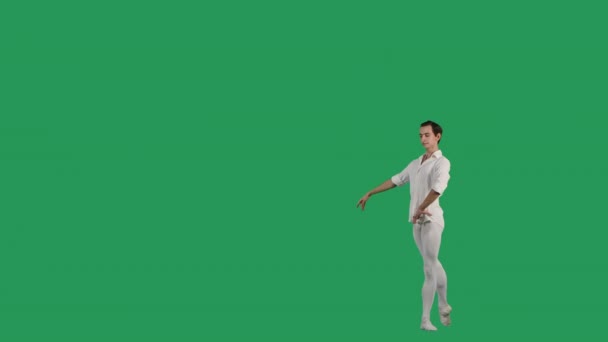 Bela bailarina na tela verde. Elemento de dança elegante do balé clássico. — Vídeo de Stock