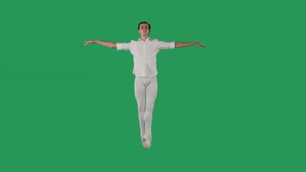 Piękna tancerka baletowa na zielonym ekranie. Elegancki element tańca z klasycznego baletu. — Wideo stockowe