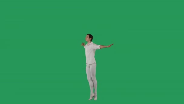 Beautiful ballet dancer on green screen. Elegant dance element from classical ballet. — Stock Video