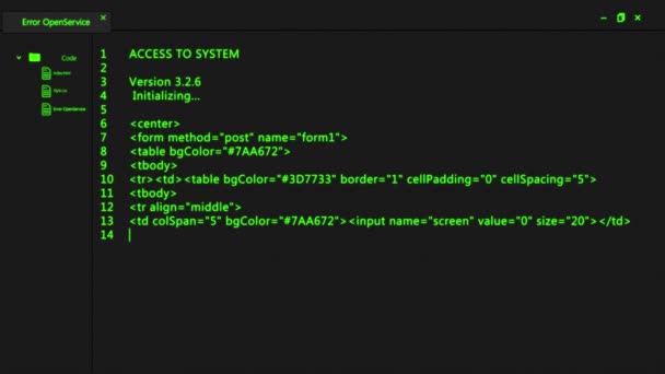 コンピュータ画面の端末を実行しているハッカーコード. — ストック動画