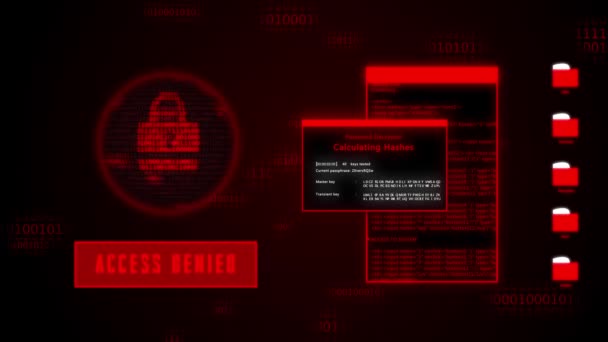 Attaque de serveur et piratage. Code de programmation en cours d'exécution sur le terminal d'écran d'ordinateur, concept de piratage. — Video