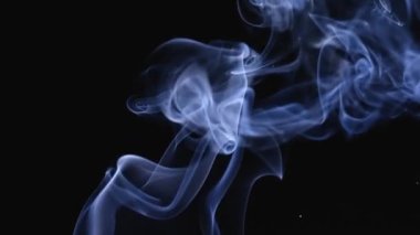 Abstract white smoke in slow motion. White smoke, a cloud of cold fog on a black background. Close up.