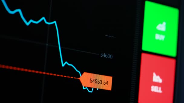 Grafik der Kryptowährung online. Die Notierungen der Aktien beider Unternehmen an der Börse. Börsendiagramm von Ethereum. Blick auf die App auf dem Bildschirm des Laptops oder PCs. Nahaufnahme. — Stockvideo