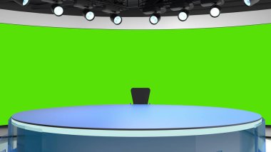 Televizyon stüdyosu. Haber odası. Blye ve kırmızı arka plan. General ve yakın çekim. Haber stüdyosu. Stüdyo Arkaplanı. Haber odası fırını. Herhangi bir yeşil ekran veya krom anahtar video üretimi için mükemmel bir arkaplan