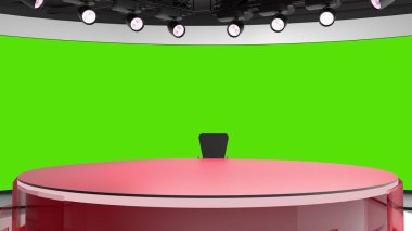 Televizyon stüdyosu. Haber odası. Blye ve kırmızı arka plan. General ve yakın çekim. Haber stüdyosu. Stüdyo Arkaplanı. Haber odası fırını. Herhangi bir yeşil ekran veya krom anahtar video üretimi için mükemmel bir arkaplan