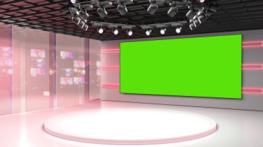 Televizyon stüdyosu. Haber odası. Blye ve kırmızı arka plan. General ve yakın çekim. Haber stüdyosu. Stüdyo Arkaplanı. Haber odası fırını. Herhangi bir yeşil ekran veya krom anahtar video üretimi için mükemmel bir arkaplan