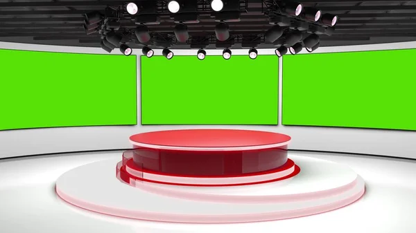 Tv studio. News room. Blye and red background. General and close-up shot. News Studio. Studio Background. Newsroom bakground. The perfect backdrop for any green screen or chroma key video production