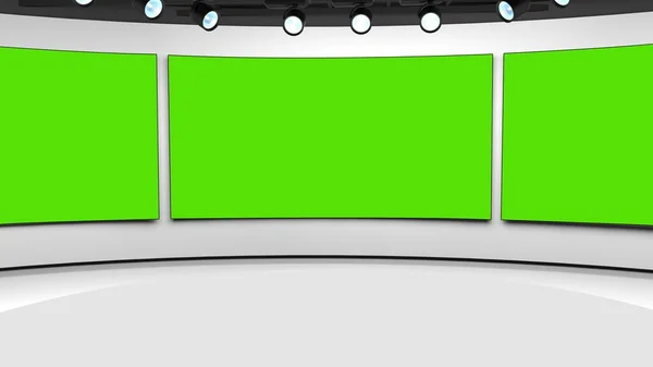 Телевізійна студія. Новинна кімната. Білий і червоний фон. Загальний і крупний план. Студія новин. Студійний фон. Майданчик газетного кімнати. Ідеальний фон для будь-якого виробництва відео з зеленим екраном або хромосом — стокове фото