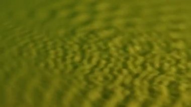 Titreşim ve titreşim. Sütün sarı yüzeyinde ses dalgalarının dağılımı. Farklı frekanslardaki titreşimler tarafından uyarıldığında süt damlacıkları ve dalgaları. Ağır çekim. Kapat..