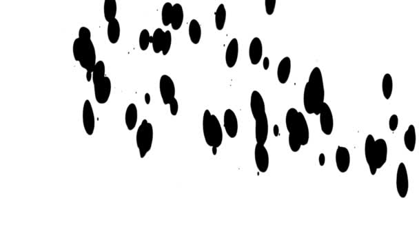 白い背景に黒い絵具が滴り落ちる。こぼれたインクの効果は、スプラッシュやブロブの抽象的なパターンを作成します。黒い水彩画の液滴。閉めろ。スローモーション準備59.94fps. — ストック動画