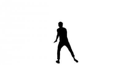 Modern dansçı dans fren-ellerde dans, beyaz, yavaş hareket, siluet