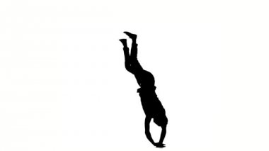 Modern stil dansçı dans fren-dans, beyaz, yavaş hareket, siluet