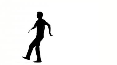 Modern dansçı dans fren-dans hareket, beyaz, yavaş hareket, siluet