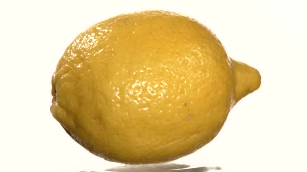 Ripe lemon, on white, rotation, close up — Stock Video