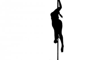 bir beyaz kadın kutup dansçı beyaz zemin üzerine izole siluet Studio