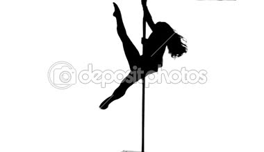 bir beyaz kadın kutup dansçı beyaz zemin üzerine izole siluet Studio